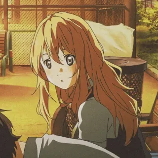 🩰 anime, meisje, personage, blond haar, park, animatie telegram sticker