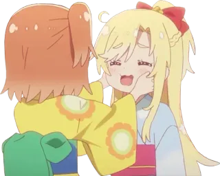 🤗 Anime, Niedlich, Freundschaft, Wangen kneifen, Cartoon telegram sticker