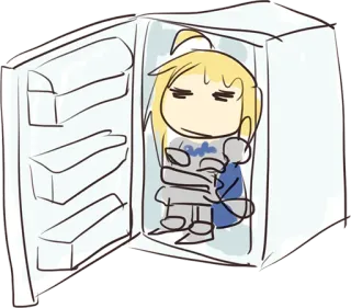 😑 Anime, Manga, Chibi, Cartone animato, Frigo, Freddo, Personaggio telegram sticker