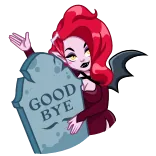 👋 GOOD BYE vampire, grave, gothic, goodbye, cartoon, bat wings telegram sticker