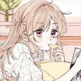 🍓 애니메이션, 소녀, 먹방, 카와이, 귀여운, 만화 telegram sticker