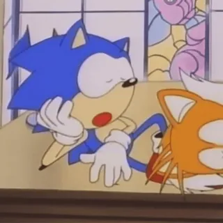 😴 Sonic sonic, tails, мультфильм, 90-е, ретро, уставший telegram sticker