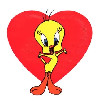 ❤️ Tweety Bird 트위티, 새, 만화, 워너 브라더스, 하트, 스티커, 귀여운 telegram sticker
