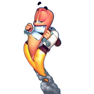 🛫 Earthworm Jim เอิร์ธเวิร์ม จิม, การ์ตูน, ตัวละคร, เกมเรโทร, ยุค 90, จรวด, หนอน telegram sticker