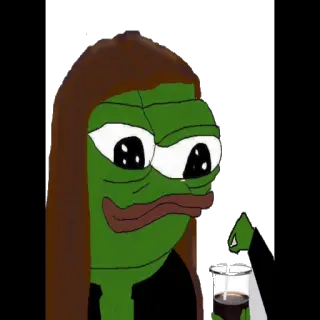 🖤 ペペ, Kek, ミーム, カエル, 飲み物, 女性 telegram sticker