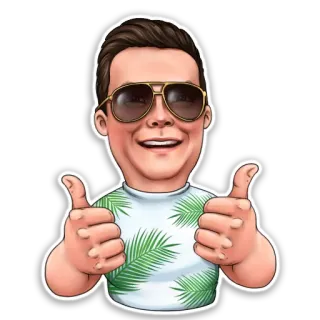 👍 Jempol ke atas, Sukses, Positif, Persetujuan, Pria, Kartun telegram sticker