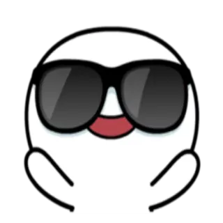😎 Cartoon, Cool, Sonnenbrille, Weiß, Icon, Emoji telegram sticker