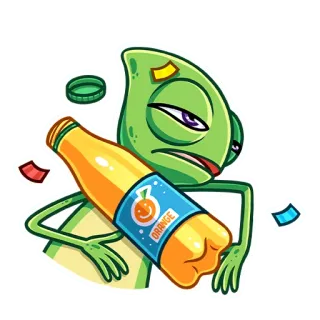 🧃 ORANGE Tắc kè hoa, Phim hoạt hình, Nước cam, Uống, Bữa tiệc, Say rượu whatsapp sticker