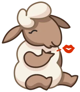 😘 ovelha, animal, fofo, desenho animado, beijo, amor telegram sticker