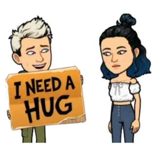 ♋ I NEED A HUG объятие, нуждаюсь, нежность, мультфильм, Bitmoji telegram sticker