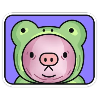 😐 rã, porco, fofo, desenho animado, animal, ilustração, personagem, adesivo telegram sticker
