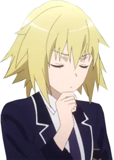 🤔 Anime, Manga, Charakter, Mädchen, Blonde Haare, Schuluniform, Augen geschlossen whatsapp sticker