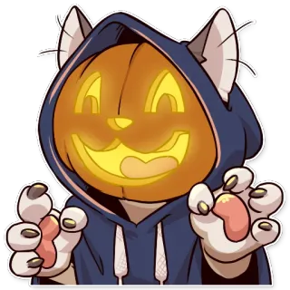 🎃 halloween, citrouille, chat, costume, mignon, automne, fête telegram sticker
