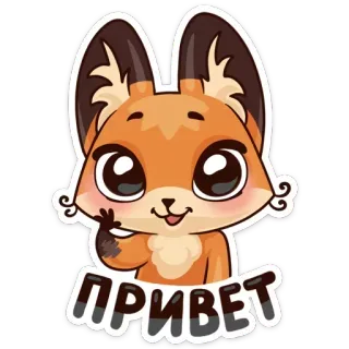 👋 ПРИВЕТ fox, greeting, animal, cute, cartoon telegram sticker
