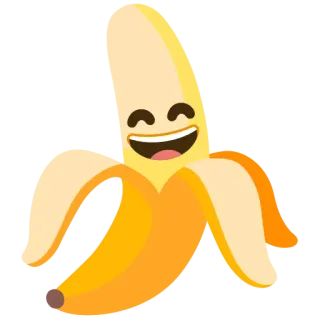 😄 กล้วย, ผลไม้, อีโมจิ, ปอกเปลือก, อาหาร, สีเหลือง telegram sticker