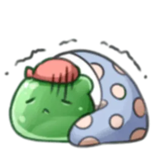 🤒 слайм, спящий, мультфильм, каваий, милый, персонаж telegram sticker