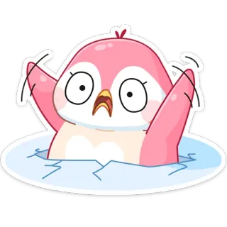 😱 penguin, ice, cartoon, animal, cute, distressed telegram sticker