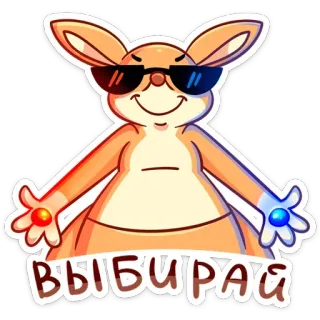 😎 ВЫБИРАЙ kangaroo, cartoon, sunglasses, choice, russian, animal telegram sticker