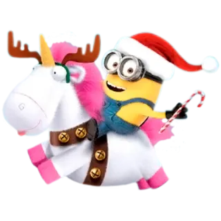 🎅 Minion Despicable Me minion, unicorn, christmas, cartoon, santa, holiday telegram sticker