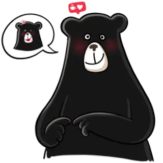 😘 медведь, милый, животное, мультфильм, чёрный медведь, любовь, румянец telegram sticker