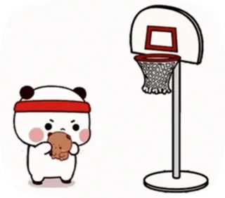 🥳 Panda, Basquetebol, Desenho animado, Esportes, Fofo, Comendo telegram sticker