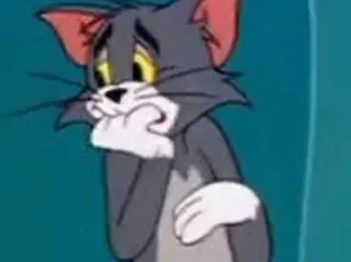 🤍 Tom Cat Tom and Jerry 만화, 고양이, 슬픈, 걱정하는, 캐릭터, 애니메이션 telegram sticker