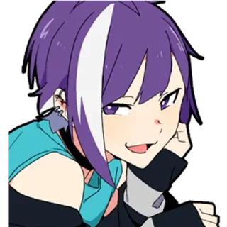 😏 anime, manga, character, purple hair, winking, cartoon whatsapp sticker