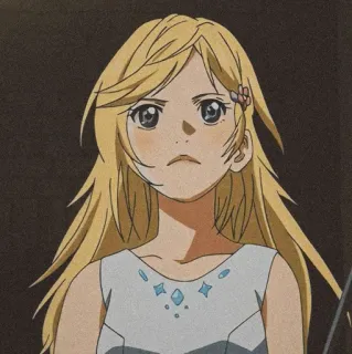 🩰 Kaori Miyazono Your Lie in April Anime, Meisje, Blond haar, Leuk, Personage telegram sticker