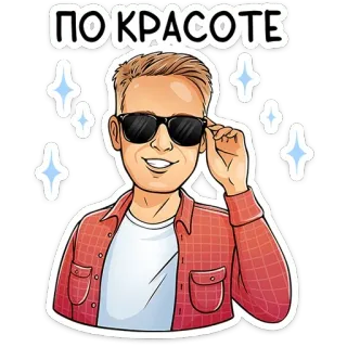 😎 ПОКРАСОТЕ pria, kacamata hitam, kartun, tersenyum, keren, tampan, gaya, potret telegram sticker