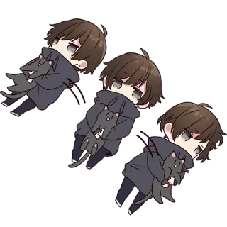 😳 chibi, gato, anime, dibujos animados, lindo, kawaii, niño, pegatina telegram sticker