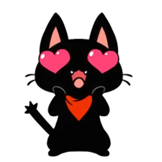 😍 chat, chat noir, coeurs, amour, animal, autocollant telegram sticker
