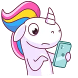 📱 unicorn, kartun, telepon, emoji, imut, hewan telegram sticker