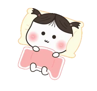 🙂 Kreskówka, Śpiąca, Poduszka, Koc, Słodkie, Dziewczyna telegram sticker