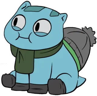 ☺️ sticker, blaue Katze, Cartoon, süß, Schal, Winter, animiert whatsapp sticker