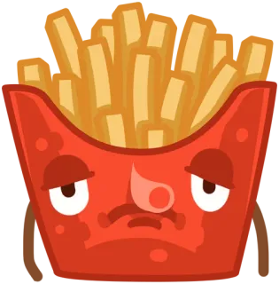 😞 french fries, cartoon, food, sad telegram sticker