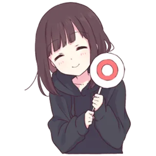 👌 Anime, Fille, Mignon, Cercle, Approbation, Joyeux telegram sticker