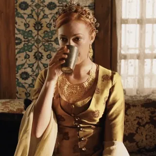 🤯 woman, drinking, historical, gold, Hurrem Sultan telegram sticker