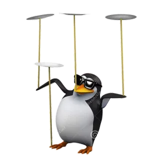 🍽 chim cánh cụt, kính râm, đĩa, tung hứng, cân bằng telegram sticker