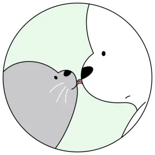 😘 oso, foca, besando, dibujos animados telegram sticker