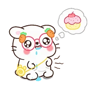 🤤 lindo, dibujos animados, animal, oso, kawaii, sueño, cupcake whatsapp sticker