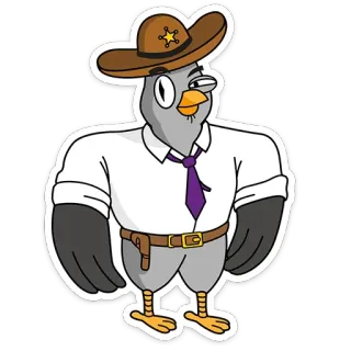 💪 piccione, sceriffo, western, animale, uccello, cowboy telegram sticker