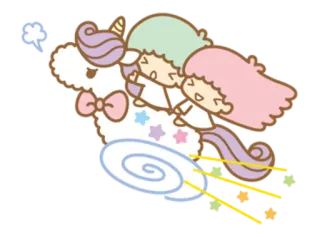 🦄 Little Twin Stars kawaii, unicórnio, nuvens, estrelas, pastel, anime telegram sticker