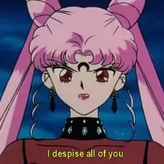 😒 Black Lady Sailor Moon I despise all of you Anime, Penjahat, membenci, jahat, Karakter, Manga whatsapp sticker
