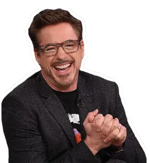 😆 Robert Downey Jr. actor, man, happy, glasses, laughing telegram sticker