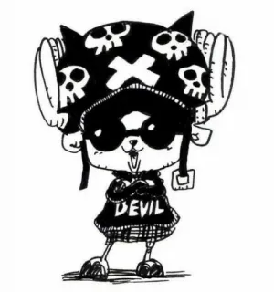 😎 Tony Tony Chopper One Piece DEVIL anime, one piece, tony tony chopper, schädel, teufel, manga, cartoon telegram sticker