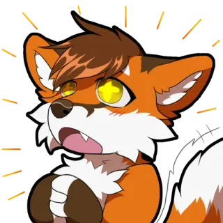 😻 лиса, аниме, мультфильм, антропоморфный, удивлённый, милый, пушистый telegram sticker