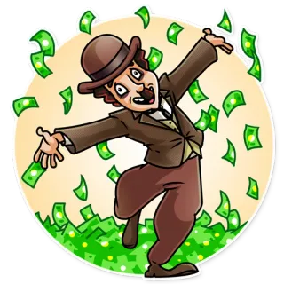 💰 dinero, dibujos animados, personaje, finanzas, riqueza whatsapp sticker