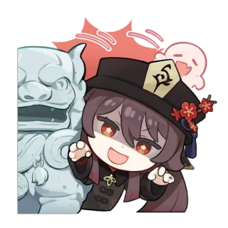 🌸 Hu Tao Genshin Impact Anime, Ragazza, Videogioco, Chibi, Carino telegram sticker