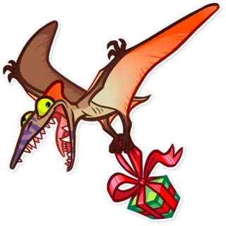 🎁 プテラノドン, 恐竜, ギフト, プレゼント, 漫画, お祝い telegram sticker