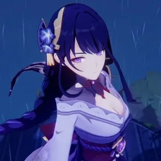 👾 Raiden Shogun Genshin Impact Anime, Jeu vidéo, Personnage, Fille, Violet, Genshin Impact telegram sticker